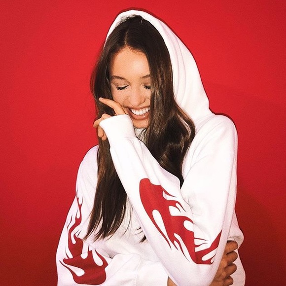 Brandy Melville Tops - NWT Brandy Melville White Christy Flames Hoodie